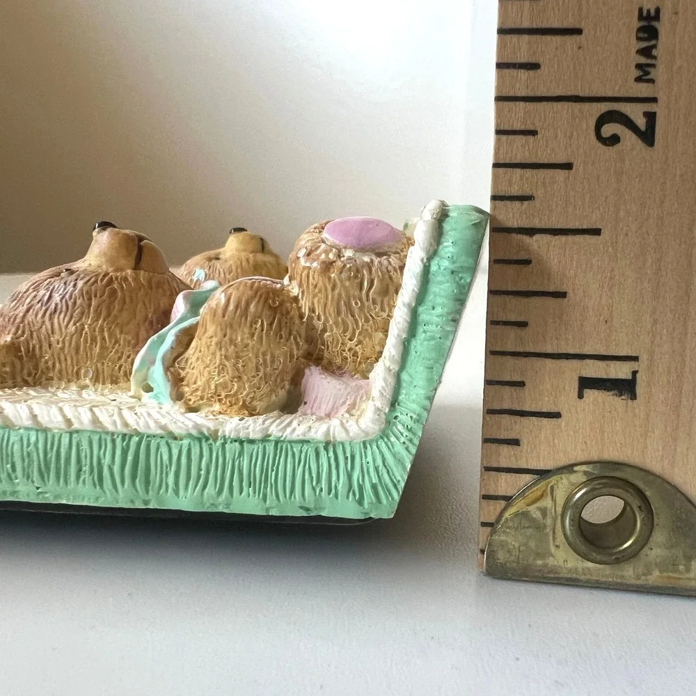 Vintage 1992 Teddy Bear Picture Frame 2.5x3.5 Resin Baby Nursery Photo Frame